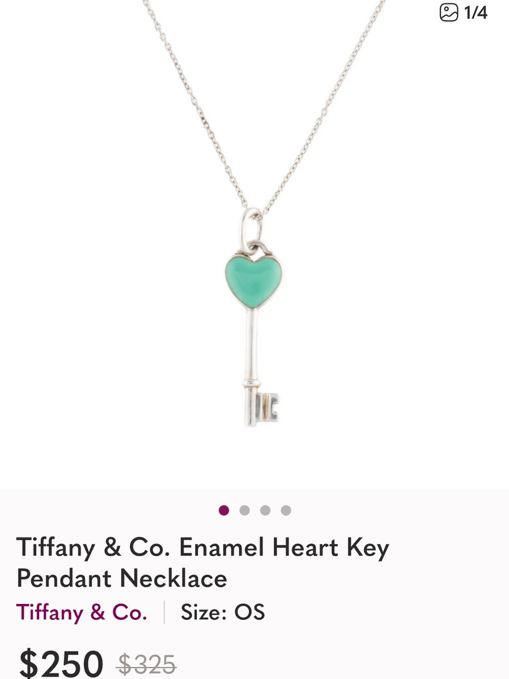 Tiffany & Co. Silver Necklace with Turquoise Enamel Heart Key Pendant